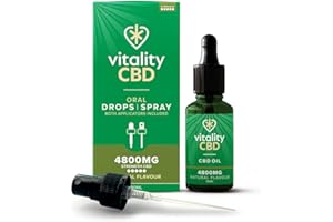 Vitality CBD Drops, Spray in MCT Oil 4800 mg, Natural, 30 ml, NO THC