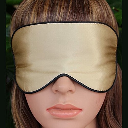 Teenxful 100% Natural Silk Eye Sleep Mask Shade Cover Rest Eye Patch Blindfold Shield Travel Sleeping Aid Champagne Gold