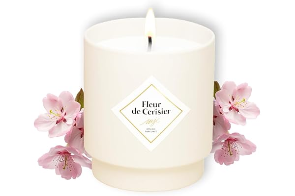 MY JOLIE CANDLE - Bougie Parfumée Fleur de Cerisier - Cire Naturelle et Végétale - Made in France - Mèche Coton - 36h de combustion - Cadeau Noël Femme Maman