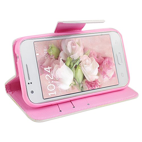 Hülle Galaxy J1 2015,Moon mood® PU Leder Schutzhülle für Samsung Galaxy J1 (4.3 Zoll)(Not for Samsung Galaxy J1 2016) TPU Innere 3 Kartenfächer Bunte Malerei Standfunktion Handytasche (Blau Gelb Rot Traumfänger) - 4