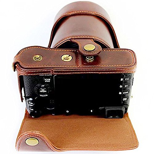 First2savvv XJD-XA2-HH10G10 Premium Qualität braun Ganzkörper- präzise Passform PU-Leder Kameratasche Fall Tasche Cover für Fujifilm Fuji XA2.XA1.XM2.XM1 mit SD-Kartenleser - 4