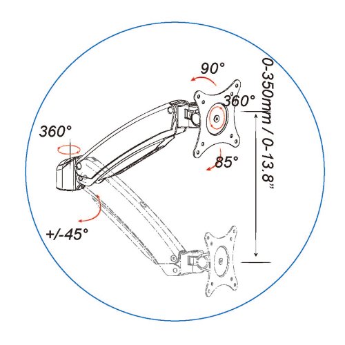 HFTEK DS137D 3 Fach Monitor Standfuß Halterung Halter Tischhalterung Stand für Monitor 15″ bis 27″ Zoll mit VESA 75/100 (DS137D Weiss) - 3