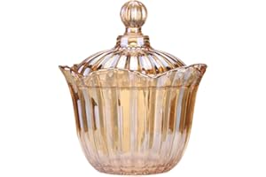 spraccueil Contenitore per Caramelle con Coperchio, Contenitore in Vetro per Biscotti, Ambra, per Caramelle, Buffet, Barattoli Decorativi per Feste, Matrimoni