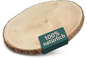 ‎MEINPOSTEN Große Baumscheibe Dekobrett Holz Holzbrett Brett Tablett Holzscheibe Ø 35-40 cm