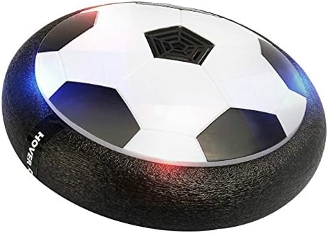 FJBMW Kids Air Power Soccer Football Size Boys Girls Sport Children Toys Training Football Indoor Outdoor Disk Hover Ball Game with Foam Bumpers and Light Up LED Lights(Black)