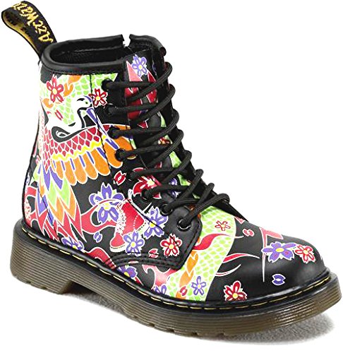Dr. Martens Junior Multi Delaney Psych Tattoo Leather Boots-UK 10 Infant