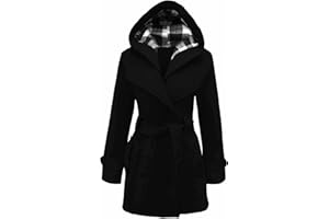 ZAFS Winter Coats Women's Coats Belted Waist Long Sleeve Buttoned Womens Winter Jackets For Women Uk Hooded Long Coat Ladies Coats Ladies Body Warmer For Women