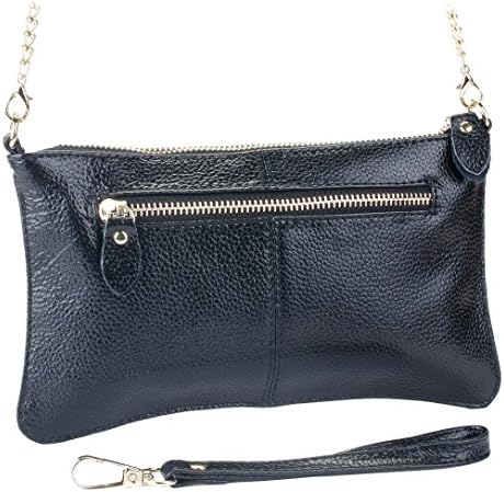 Women's Fashion Leather Wristlet, Crossbody Clutch Purse (Black Licorice)