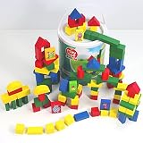 Große BAUSTEINE Spieltrommel Holz 120 Teile mit Figuren Kinder 1-5 Jahre ~yx - 5