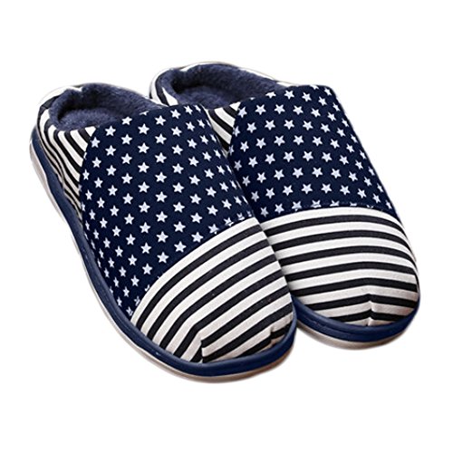 Cozy & Warm Indoor Plush House Slipper For Men With Stars, Navy