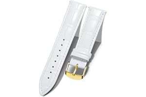 BINLUN Quick Release Leather Watch Straps Replacement Watch Bands Smart Watch Strap Crocodile Pattern in 10 Colors 13 Sizes with Silver/Gold/Rose-Gold Buckle for Men Women(10mm-24mm)