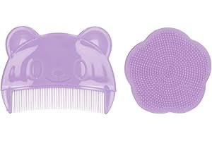 LUQEEG Bürste und Kamm für Milchschorf, Baby Bad Silikonbürste, Sanfter Sensorischer Schrubber Baby Haarkamm mit Weichen Silikonborsten Hilft Bei der Sanften Massage der Kopfhaut, Unverzichtbare(Lila)