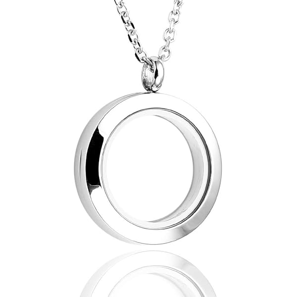 Collier Porte-souvenir Jovivi – Pendentif Rond 30mm Ouvrable, Strass, Fermeture Magnétique – Chaîne 61cm Acier 316