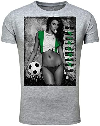 Legendary Items Men T-Shirt WM 2018 Jersey Sexy Girl Miss Fußball Weltmeisterschaft Vintage Nigeria Grey XXL