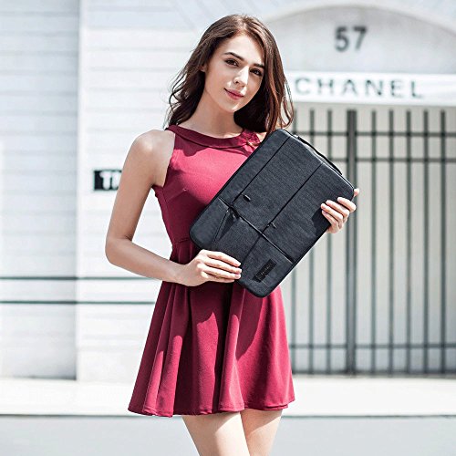 WIWU 15 Zoll Laptop Sleeve für MacBook Air / Pro Retina Ultrabooks Hülle Tasche Multifunktionale Aktentasche mit Vordertaschen Klassik Nylon Schutzhülle (Schwarz 15 Zoll) - 7