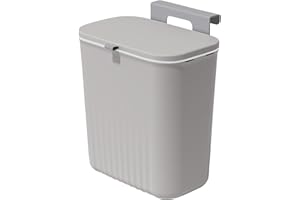 Accmuzzy Kitchen Waste Bin, 9 L Rubbish Bin, Hanging Kitchen Bin with Lid for Bathroom/Bedroom, Rubbish Bin Caravan, Compost Bin for Kitchen