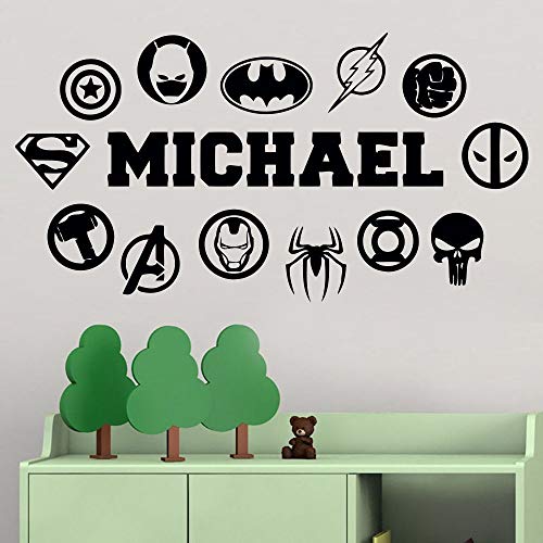 Preisvergleich Produktbild zqyjhkou Marvel Wandtattoos personalisiert Benutzerdefinierten Namen Logo s Heroes Vinyl Dekor Aufkleber Kinderzimmer Kinderzimmer Schlafzimmer Home Decor D229 58 x 30 cm