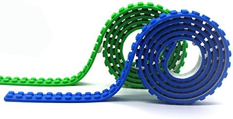 LattoGe Silicone Building Blocks Bricks Tape Stick Baseplate Plates for Lego Figures Table Construction Toys Walls Desks Kids Adults Birthday Supplies (2 Studs(Blue+Green))