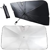 AXXHOTHO 150 x 80 cm b&uuml;y&uuml;kl&uuml;ğ&uuml;nde g&uuml;neş şemsiyesi, otomobil g&uuml;neş koruması, &ouml;n cam i&ccedil;in katlanabilir, UV korumalı g&uuml;neş şemsi