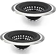 PROFECTUS Kitchen Set of 2 Sink Strainers, Flexible Silicone Good Grip Kitchen Sink Drainers, Traps Food Debris and Prevents Clogs, Large Wide 4.5’ Diameter Rim