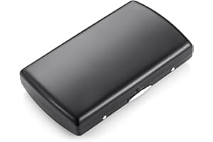 OHAODUO Papierośnica w stylu retro, metalowa, mała, dla kobiet i mężczyzn, vintage, antyczna, czarna, niebieska, złota, na 12 papierosów, normalna, z pudełkiem prezentowym (czarna)