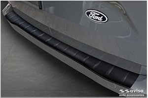 Avisa Protection de seuil arrière inox noir mat compatible avec Ford Transit Custom & Tourneo Custom (V710) 2023- / Volkswagen Transporter T7 2024- 'Ribs'