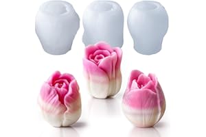 JDH SILICONE Moule silicone bougie fleur de Tulipe 3D moule rose en Silicone Fleur pour la fabrication de bougies, moule silicone fondant parfumé la décoration de gâteaux fondants Savons,Décoration Maison