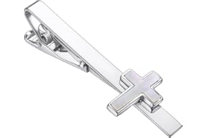 RunootPR Cross Tie Clip for Men Shell Cubic Zirconia Black Tie Bar Jewellery