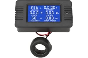 Walfront AC LCD Digital Amperemeter Voltmeter Leistungsmesser Energiezähler Stromzähler, PEACEFAIR PZEM 022 AC 80-260V 100A mit Geschlossenem Typ CT