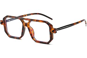 LJCZKA Kwadratowe niebieskie okulary świetlne kobiety i mężczyźni, oprawka okulary z podwójnym mostem 70s zmęczenie, do czytania gier komputerowych