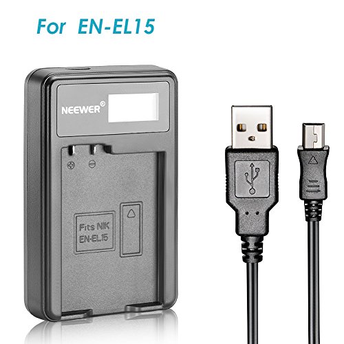 Neewer    Lot DE 2  7 0  V 1900  mAh EN-EL15  Batterie de Rechange   USB Chargeur de Batterie pour Nikon 1  V1  D600  D610  D7000  D7100  D750  D800  8000  S D800s D800E D810  MB-D11  MB-D12