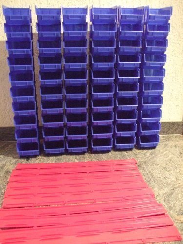 Preisvergleich Produktbild 30 Stapelboxen (blau) Gr. 2 und 6 Wandschienen