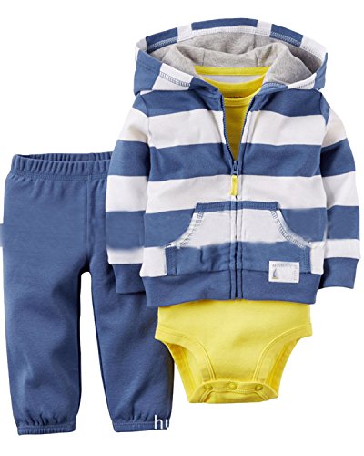 Kidsform Unisex Baby 3PCS Outfits Sets Winter Hoodie Zip Jacket Coat+Bodysuit Romper+Trousers