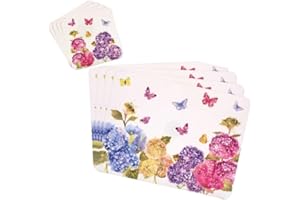 TAMERSGIFTS Sets of 4 Placemats with 4 Matching Coasters (BUTTERFLY GARDEN PLACEMAT & COASTER SET)
