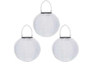 YOUNING Lampions solaires d'extérieur résistants aux intempéries - Lampions solaires en papier blanc - Lanterne de jardin LED - Lanterne solaire à suspendre - Lanternes de jardin - Lanternes en papier nylon