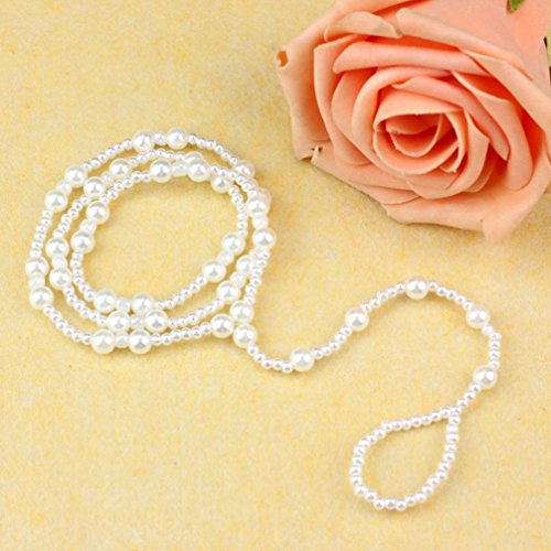 Ularmo Frauen Strand Imitation Perle Sandale barfuss Foot Schmuck Fußkette Kette - 4