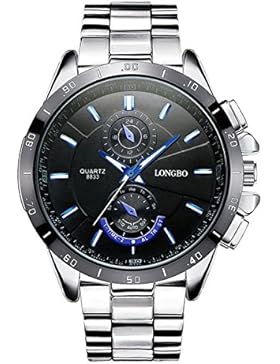 Männer einzigartige analoge Quarz großes Gesicht Uhr business casual Edelstahlband Kleid schwarzes Zifferblatt...