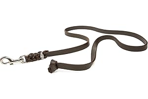 CopcoPet - Hundeleine Braun aus Premium Rindsleder - Weiche Schleppleine für Hunde mit Chromkarabiner - Geflochtene Fettlederleine ohne Handschlaufe - Hunde Zubehör Made in Germany (1.50m x 8mm)