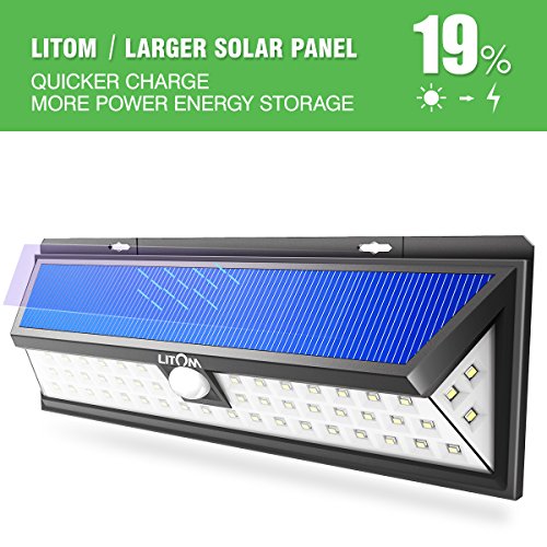 Litom Solarleuchten, 54 LED mit 120° Weitwinkel Bewegungs Sensor Wandleuchte Wasserdichte Außen, Solar Betriebene Außenleuchte, 3 Modi Sicherheit Licht für Garten, Zaun 2 Stück - 4