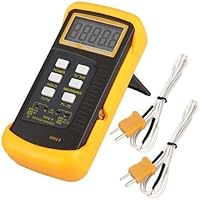 Signstek Digitales Thermometer mit 2 K-Typ Thermoelement Sensor Sonde, orange, 9.00 voltsV