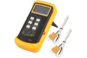 Signstek Digital 2 Channels K-Type Thermometer -50 °C to 1300 ° with 2 Type K Thermocouple Probes Handheld Desktop Dual Measurement Meter Sensor