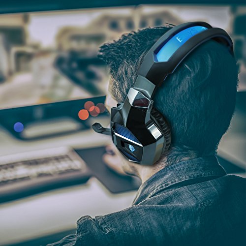 EasySMX Cascos Gaming  K5 Gaming Headset con Drivers Neodimio 40mm  Auriculares PS4 con 3 5mm Audio Jack y Micr  fono Oculto  Compatible con PC  PS4 Negro Azul 
