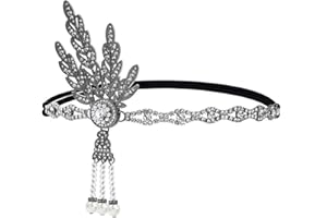JUSTUSNX Gatsby, fascia con cristalli anni '20, fascia con perle e strass, forniture per feste per donne e ragazze (C)