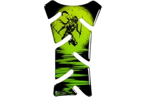 BIKE-label petit Protège-réservoir 3D pour moto, Autocollants moto, Ninja Rising Sun Vert X507508VA