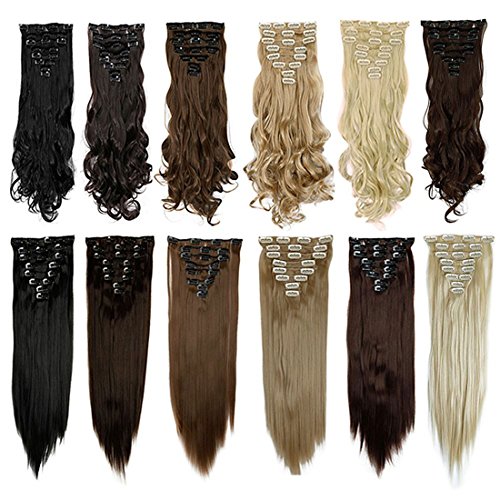 S-noilite® 66cm Glatt 8 teiliges SET Clip in Extensions Haarverlängerung Haarteile (Maroon mischen Dunkelrot) - 2