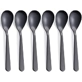 FULLYWARE Demitasse Matte Black Coffee Spoons, Stainless Steel, Satin Finish, Mini Teaspoons, Sugar Spoons, 4.7", Set of 6