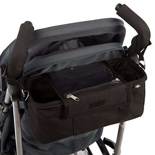 BTR Buggy und Kinderwagen Organizer, Exklusive Smartphone-Tasche und Handy Halter & wasserfester Regenschutz. PLUS 2 Kinderwagen Clips. Unverzichtbares Kinderwagen-Zubehör - 8
