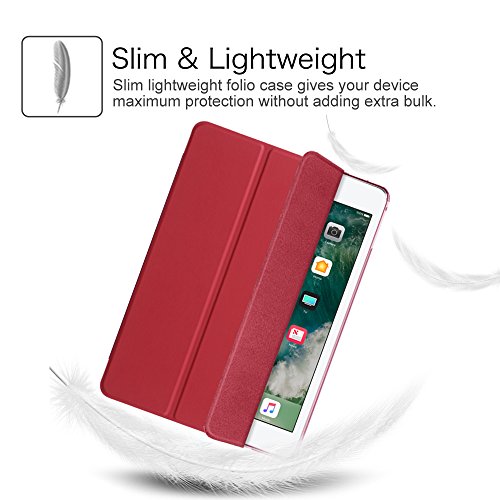 Fintie iPad 9.7 Zoll 2017 Hülle – Ultra Slim Superleicht Schutzhülle mit Lichtdurchlässig Rückseite Abdeckung Smart Cover Case Tasche mit Auto Schlaf / Wach und Standfunktion für Apple iPad 2017 Neue Modell, Rot - 4