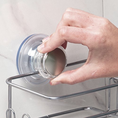 InterDesign 28275EU Turn-N-Lock Dusch-Caddykorb mit Saugnapf für Shampoo/Conditioner/Seife/Rasierer, Klein, silber - 3