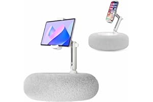 Duvetset Tablet Stand with Pillow, Kindle Holder, Compatible with 4.7"-13" Phone/Tablet, iPad, iPhone, Google, Kindle, 360°Adjustable Phone Holder for Bed with Soft Plush Fabric, Detachable Bowl